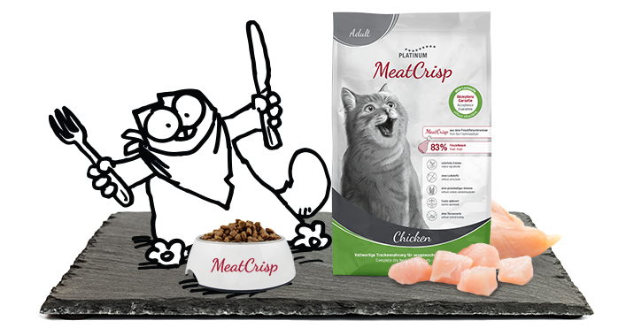 Simon's Cat liebt MeatCrisp Katzentrockennahrung