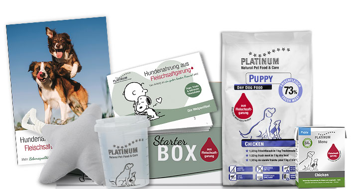 Kit de démarrage Platinum avec aliments pour chiens á la « Fleischsaftgarung »